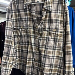 American Eagle Outfitters Plaid Shirt in Black and Tan